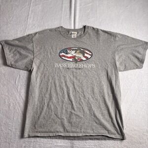 Y2K Bass Pro Shops American Tradition Grey Short Sleeve Shirt Men's 2X *
